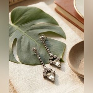 Vintage clear stone long earrings bridal statement Classic dropping earrings